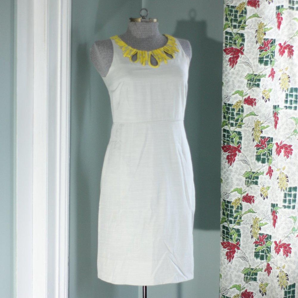 J. CREW Light Gray and Yellow Collar Dress